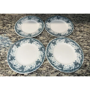 Pitcairns Limited Tunstall England Myrtle Dinner Plates 9" Set of 4 Atq Blue Whi